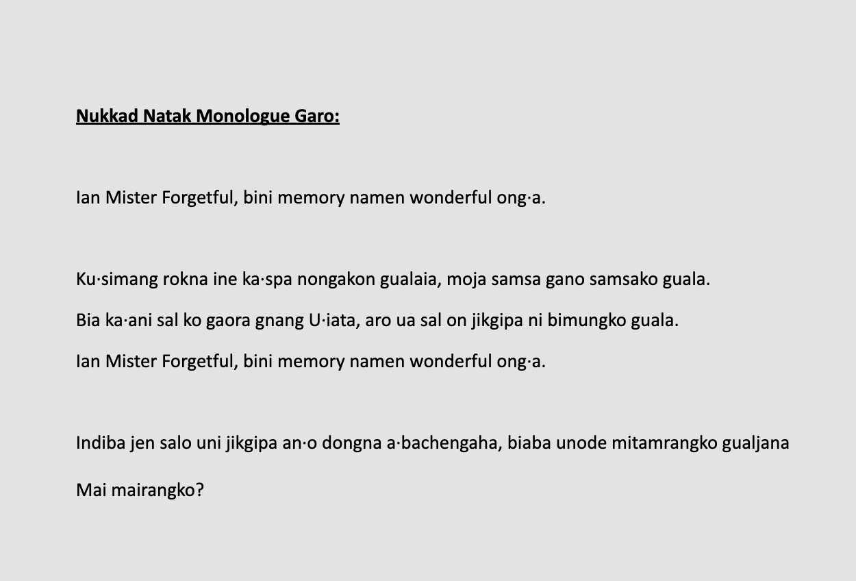 Nukkad Natak Monologue - Garo
